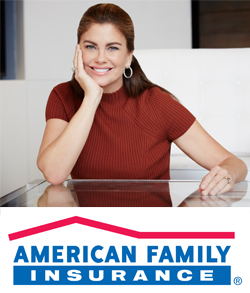 Kathy-Ireland-AFI Kathy Ireland and the American Family Insurance Logo